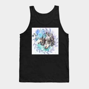 Dachshund Lover Gifts Cute Doxie Watercolor Graphic & Floral Home Decor, Apparel Tank Top